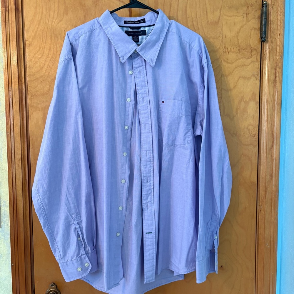 Men's Lavender XXL Tommy Hilfiger Long Sleeve Button Up Shirt